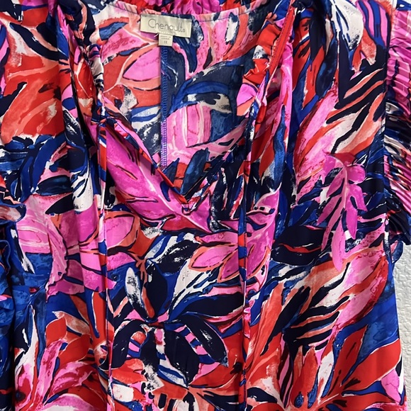 Chenault size 1X blouse pink red blue sleeveless - Picture 6 of 6